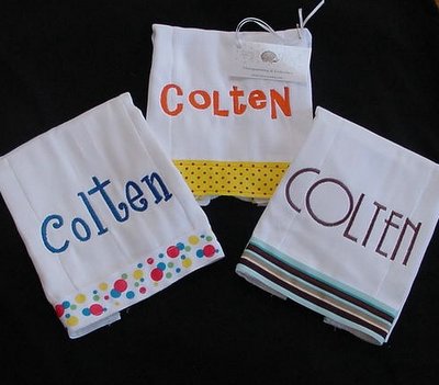 Monogrammed Burp Cloth- Ribbon Trim