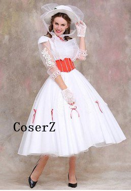 Mary Poppins Costume with Red Satin Corset dress