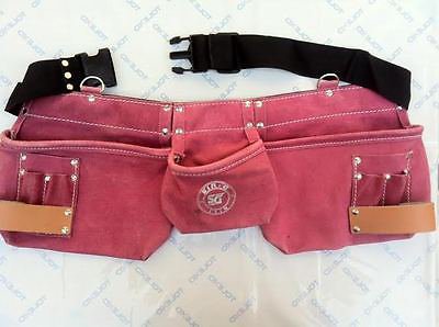 9,Pocket Suede Leather Women pink bag belt pouch