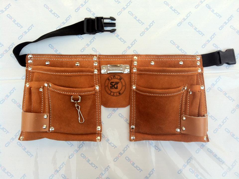 10 Pocket Suede Leather Kids Tool Pouch Bag Belt