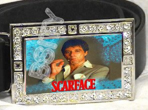 SCARFACE POSTER ICED OUT BLING CZ CHARM BELT BUCKLE