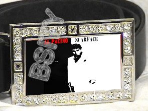 SCARFACE AL PACINO ICED OUT BLING CZ CHARM BELT BUCKLE