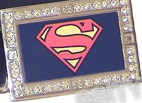 SUPERMAN SYMBOL ICED OUT BLING CZ CHARM BELT BUCKLE