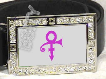 PRINCE SYMBOL ICED OUT BLING CZ CHARM BELT BUCKLE