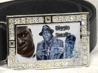 BIGGIE SMALLS|BIG POPPA| PHOTO ICED OUT BLING CZ CHARM BELT BUCKLE