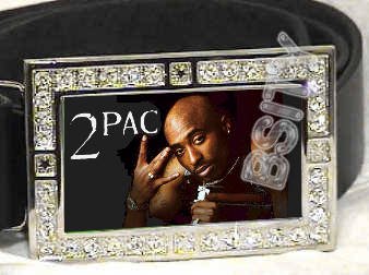 2PAC TUPAC ICED OUT BLING CZ CHARM BELT BUCKLE