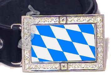 BAVARIA BAVARIAN FLAG BLING DARK CZ -FREE BELT- BUCKLE