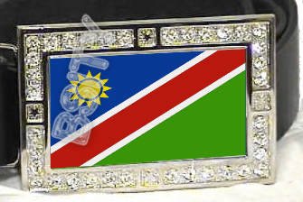 NAMIBIA NAMIBIAN FLAG BLING ICED OUT CZ -FREE BELT- BUCKLE