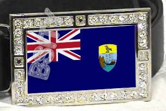 Saint Helenian HELENA FLAG BLING ICED OUT CZ -FREE BELT- BUCKLE