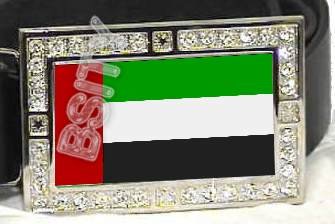 UNITED ARAB EMIRATES UAE FLAG BLING ICED OUT CZ -FREE BELT- BUCKLE