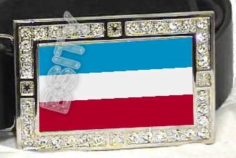 YUGOSLAVIA FLAG BLING ICED OUT CZ -FREE BELT- BUCKLE