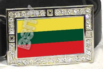 LITHUANIA Lithuanian FLAG BLING DARK CZ -FREE BELT- BUCKLE