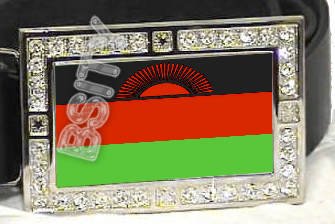 MALAWI Malawian FLAG BLING ICED OUT CZ -FREE BELT- BUCKLE
