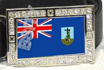 MONTSERRAT FLAG BLING ICED OUT CZ -FREE BELT- BUCKLE