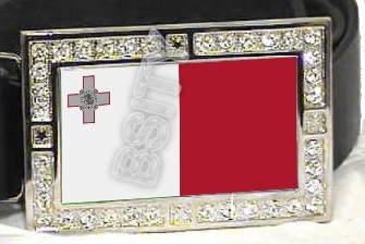 MALTA MALTESE FLAG BLING ICED OUT CZ -FREE BELT- BUCKLE