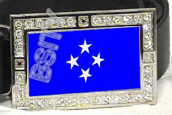MICRONESIA MICRONESIAN FLAG BLING ICED OUT CZ -FREE BELT- BUCKLE