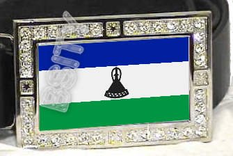 LESOTHO Muso oa FLAG BLING DARK CZ -FREE BELT- BUCKLE