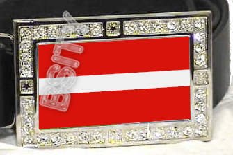 LATVIA Latvian FLAG BLING DARK CZ -FREE BELT- BUCKLE