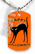 BLACK CAT HALLOWEEN Dog Tag KEY CUTE CHAIN FOR COSTUME