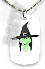 WITCH HEAD HAG HALLOWEEN Dog Tag KEY CUTE CHAIN FOR COSTUME