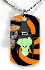 WITCH HEAD HAG HALLOWEEN Dog Tag KEY CUTE CHAIN FOR COSTUME