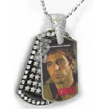 Iced OUT CZ SCARFACE GOOD DAY Dog Tag BLING CHARM PENDANT