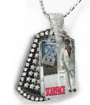 Iced OUT CZ SCARFACE SUIT Dog Tag BLING CHARM PENDANT