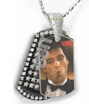 Iced OUT CZ SCARFACE CIGAR Dog Tag BLING CHARM PENDANT