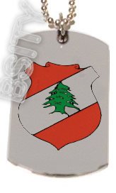 LEBANON LEBANESE EMBLEM Flag Dog Tag Silver Charm