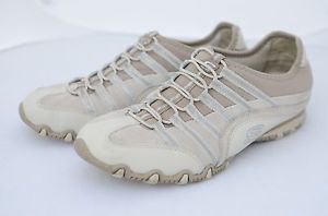 Skechers Leather Athletic Slip On Casual Tennis Shoes Fashion Sneakers Beige 6