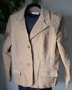 Coldwater Creek Leather Jacket Long Sleeve Button Front, Pockets, Lined, PL