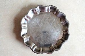 Wallace Silver Plate Tray Footed 6 inch Tooled Engrave Perfume Candy Dish w Feet