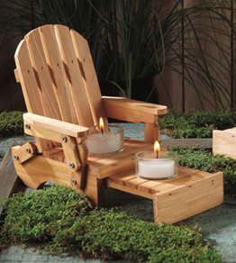 Wood Chair Double Tea Light Candle Holder