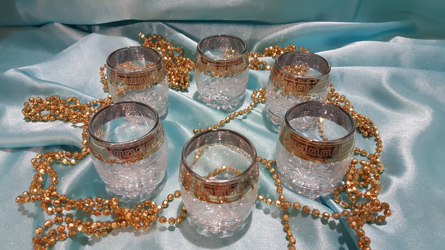 Vintage set of glass shots 6 pieces brand new in the box of factory