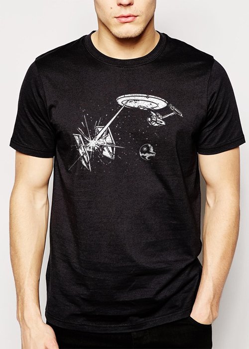 Best Buy Trek Wars Star Sci Fi Tie Enterprise Death Black Star Men Adult T-Shirt Sz S-2XL