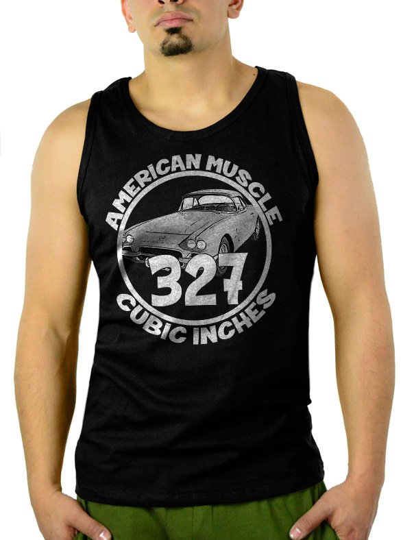327 CI AMERICAN MUSCLE CAR GM CHEVY CAMARO Men Black Tank Top Sleeveless