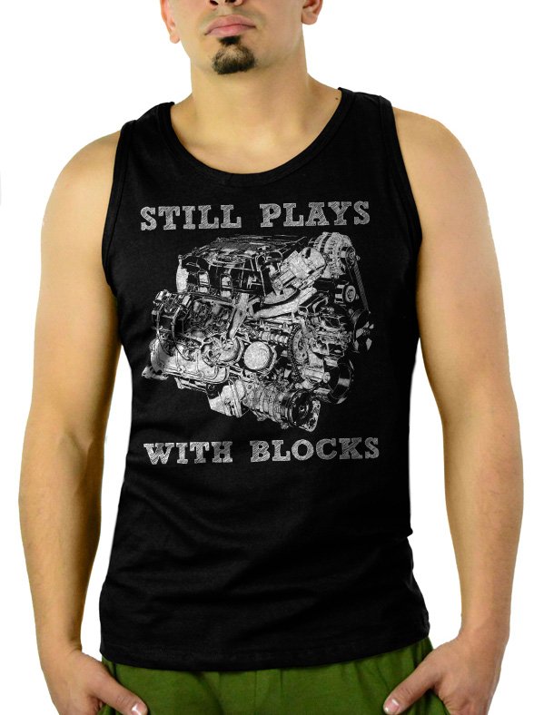 STILL PLAYS WITH BLOCK CHEVY CAR TRUCK CLASSIC Men Black Tank Top Sleeveless