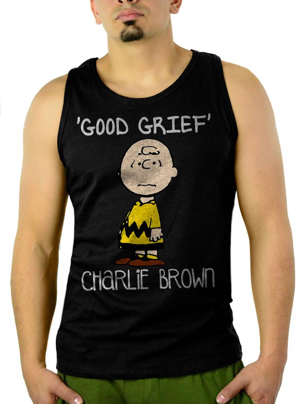 Peanuts Charlie Brown Men Black Tank Top Sleeveless