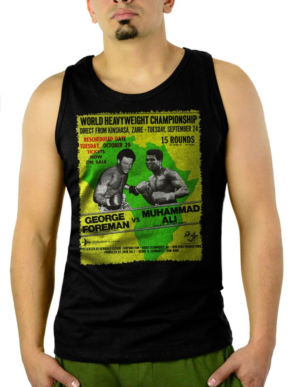 RUMBLE IN THE JUNGLE BOXING LEGEND Men Black Tank Top Sleeveless