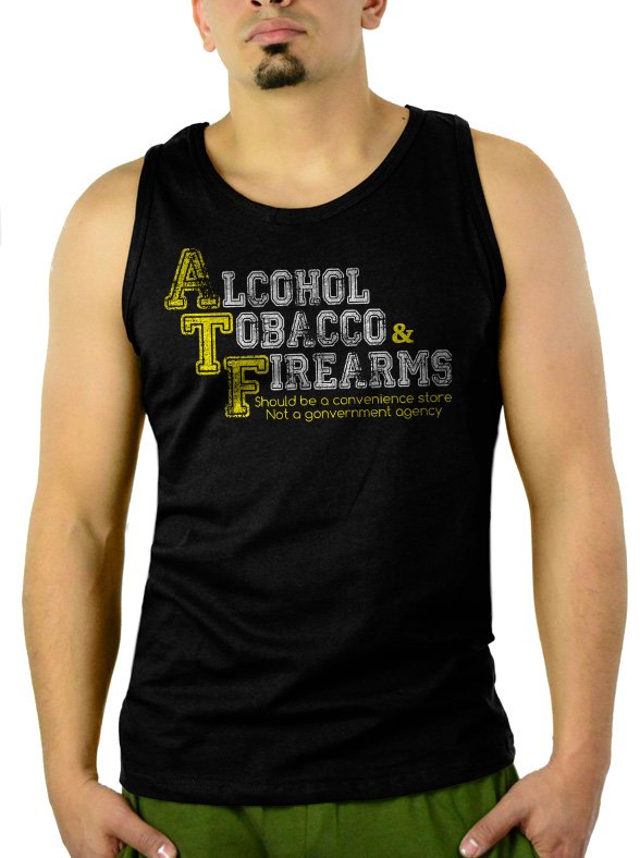 ALCOHOL, TOBACCO, & FIREARMS Men Black Tank Top Sleeveless