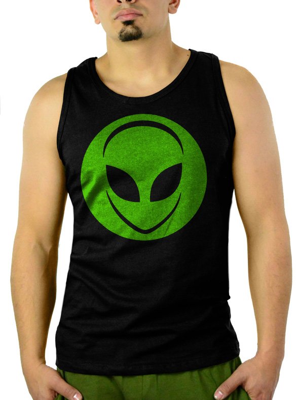 Alien Head UFO Aliens Geek Men Black Tank Top Sleeveless