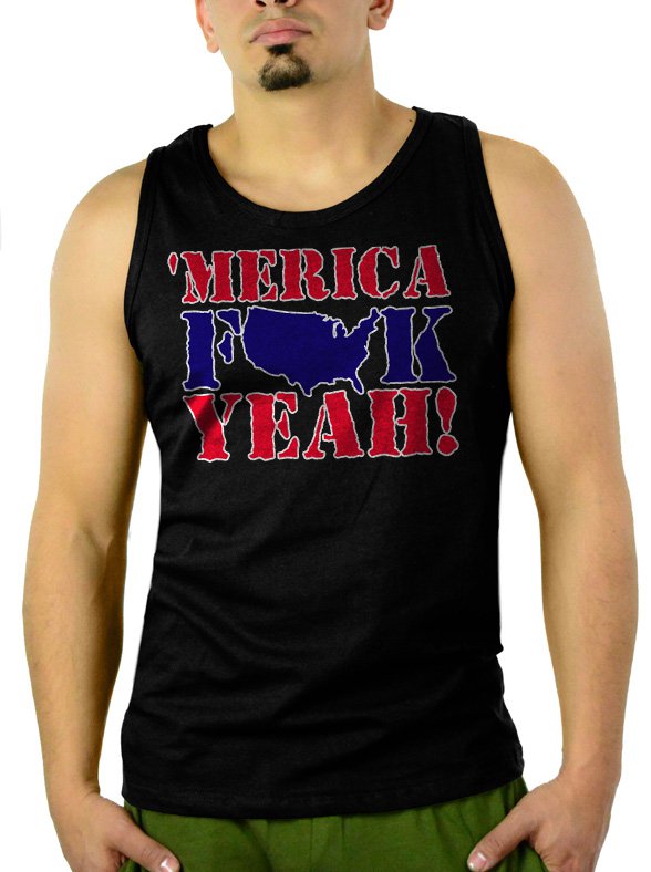 MERICA F$$K YEAH Men Black Tank Top Sleeveless