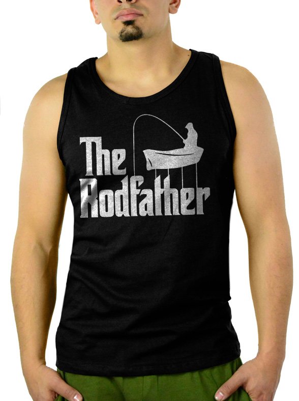 The Rodfather Pun Parody Fishing Men Black Tank Top Sleeveless