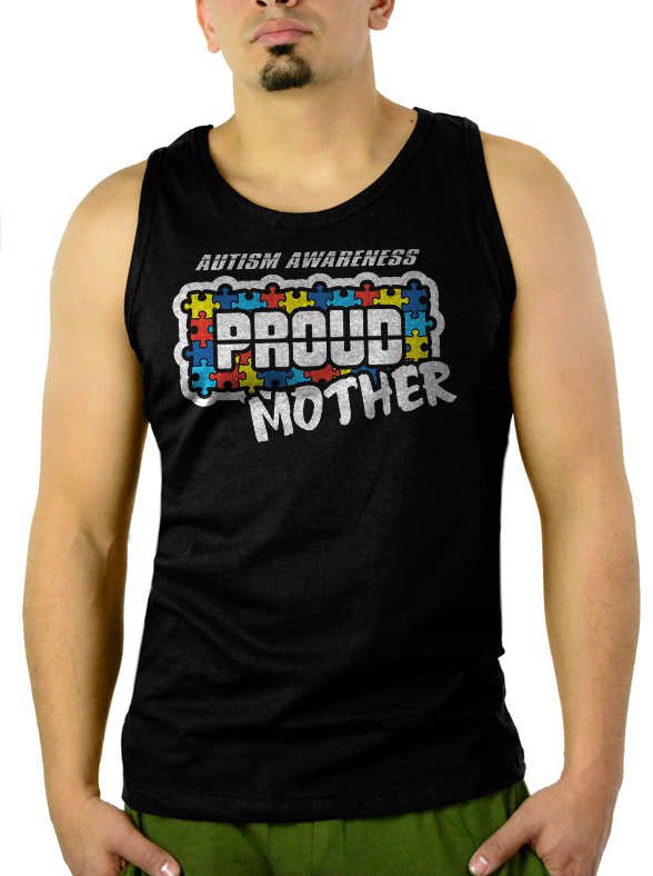 Autism Awareness - Proud Parent Teacher Mother Men Black Tank Top Sleeveless