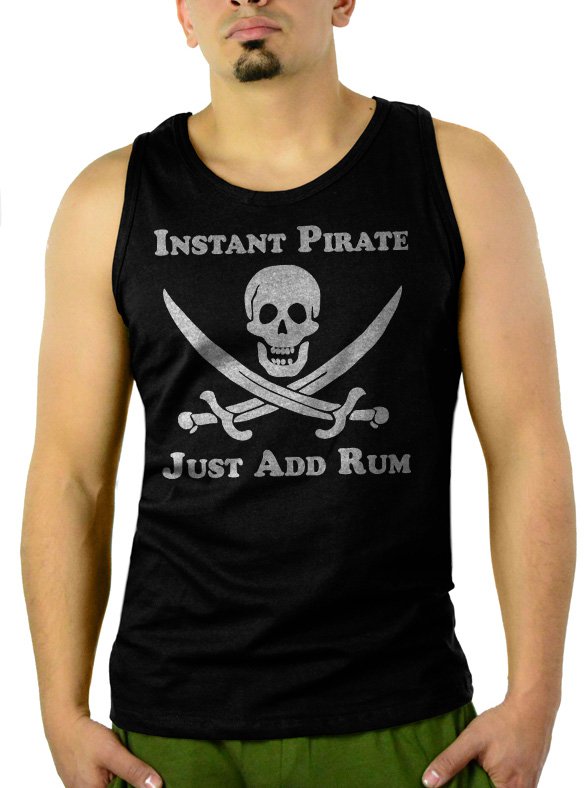 Instant Pirate Just Add Rum Men Black Tank Top Sleeveless