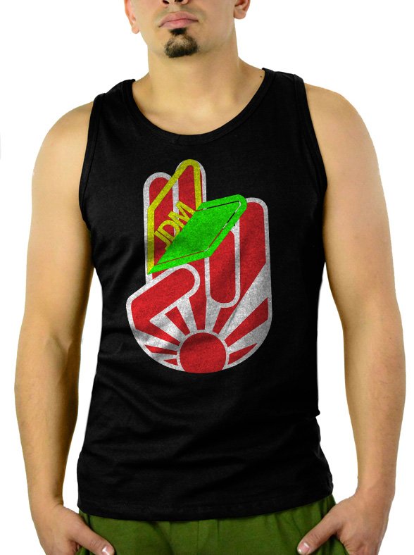 JAPAN JDM Sports AUTO Racing Men Black Tank Top Sleeveless