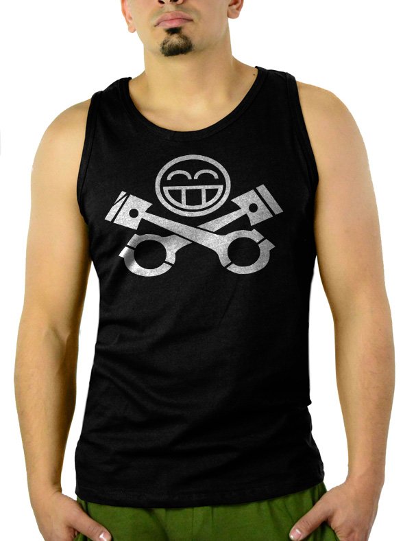 JDM RACING CAR Piston Smiley face Men Black Tank Top Sleeveless