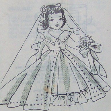 Vintage BRIDAL DOLL and Her Gown Pattern - 15 inches tall