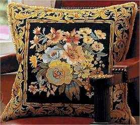 Versailles Flowers Maron Cushion Needlepoint Kit by Glorafilia (gl5003a)