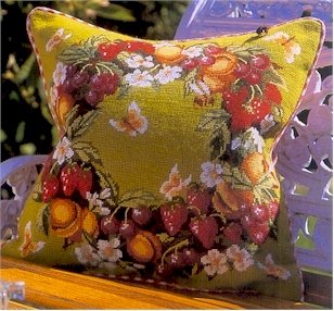 Strawberry Wreath Cushion Needlepoint Kit by Glorafilia (gl5017)
